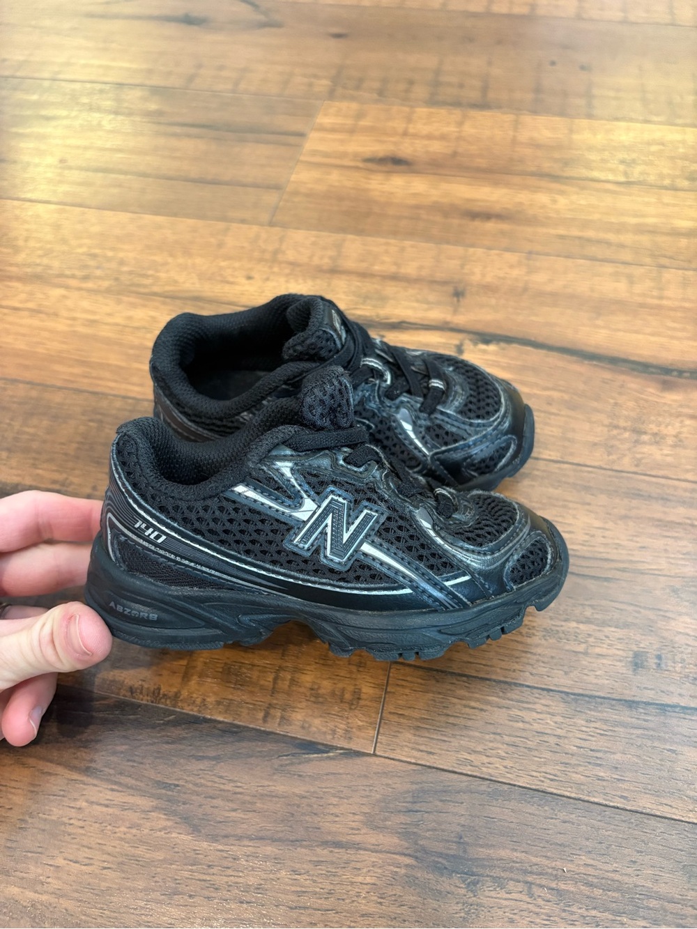 New Balance 740 Kids Toddler Bungee Lace Slip On All Black Size 7